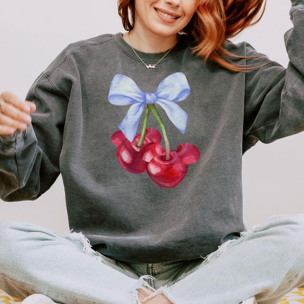 Blue Coquette Bow Cherry Shirt