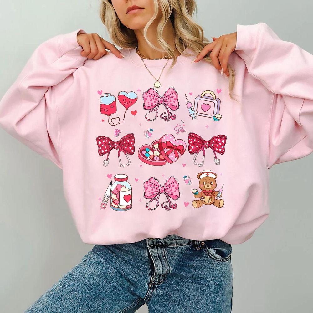 Coquette Bows Nurse Valentine Shirt