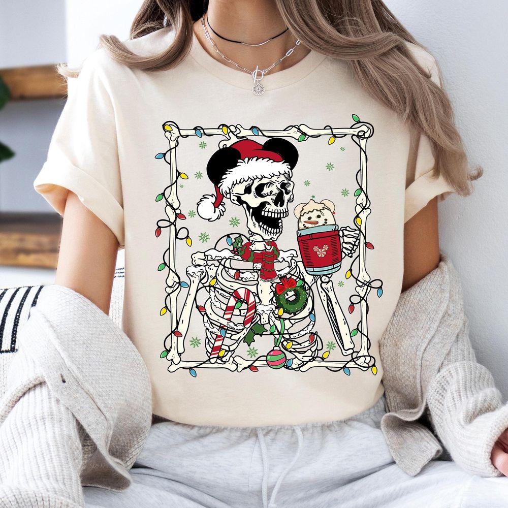 Dead Inside Skeleton Coffee Christmas Lights Merch