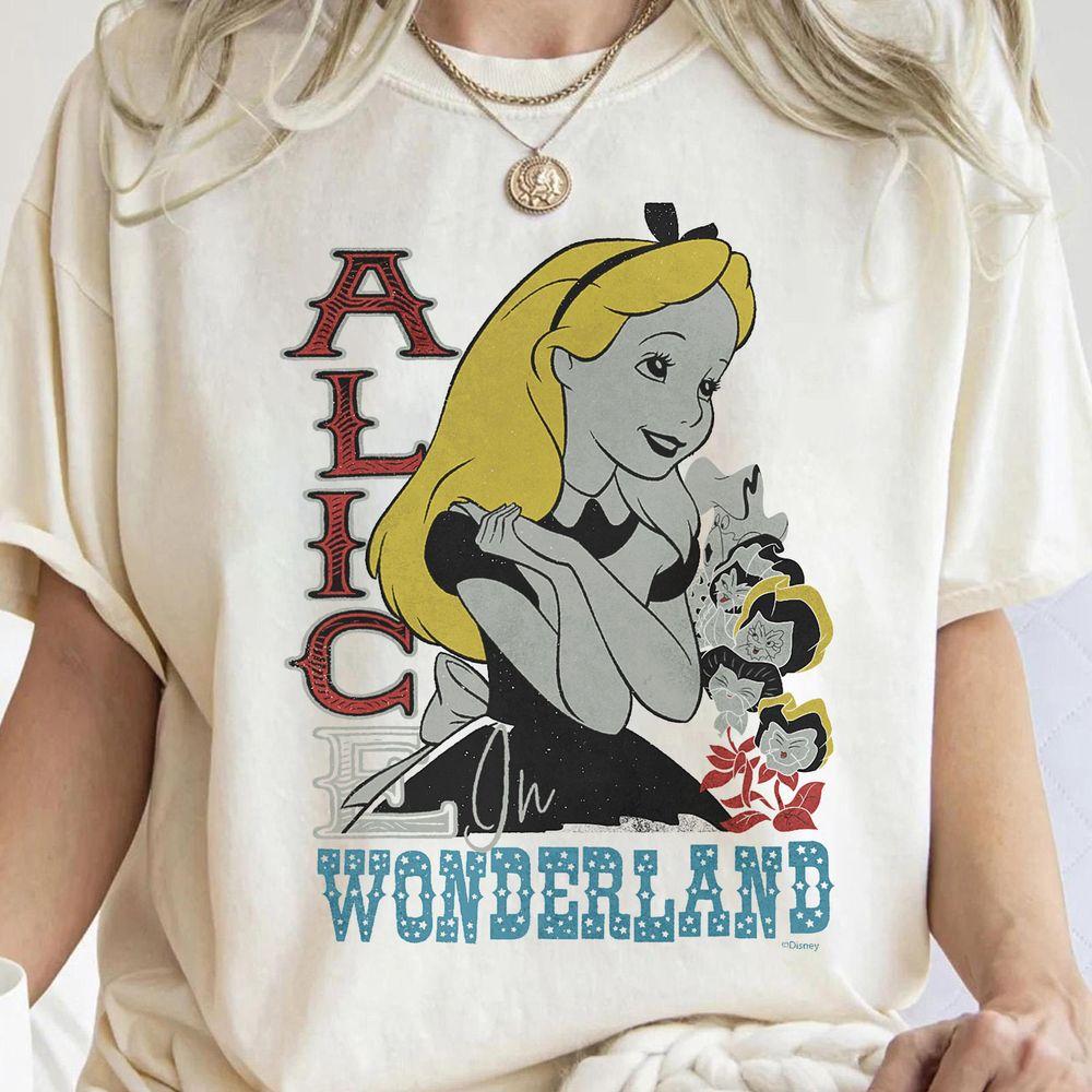 Disney Alice In Wonderland With Flowers Vintage Retro Shirt