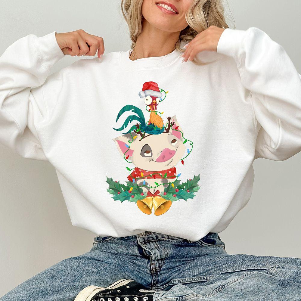 Disney Moana 2 Pua And Hei Hei Christmas Lights Shirt