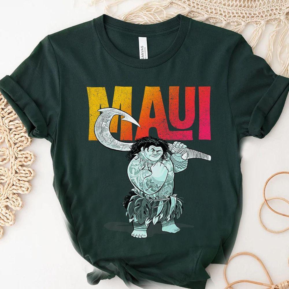 Disney Moana Maui Gradient Text Tough Pose Portrait Merch