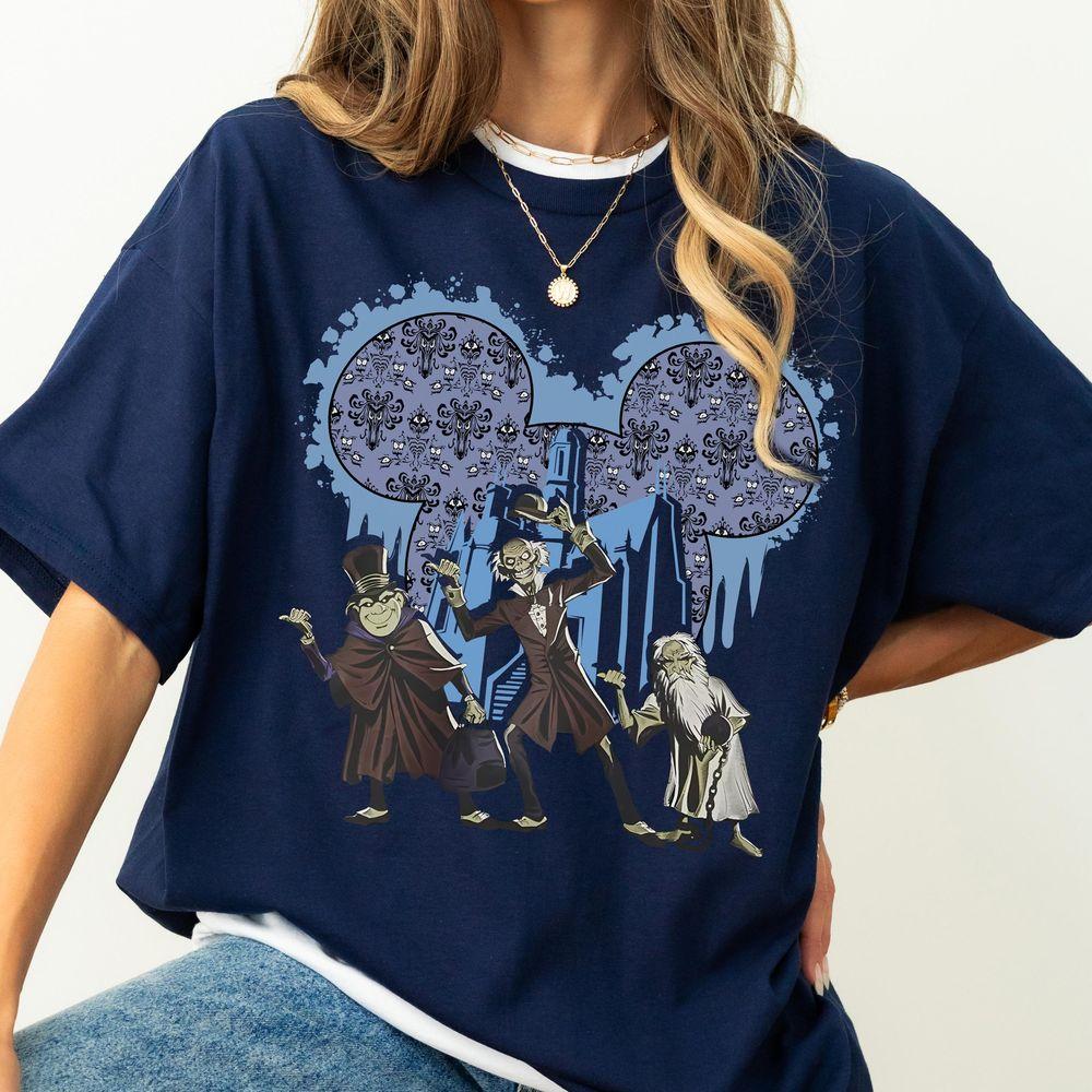 Disney The Haunted Mansion Hitchhiking Ghosts Mickey Head Shirt
