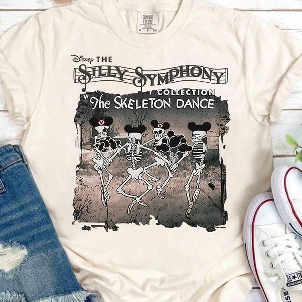 Disney The Silly Symphony Skeletons Dance Mickey Hat Halloween Shirt
