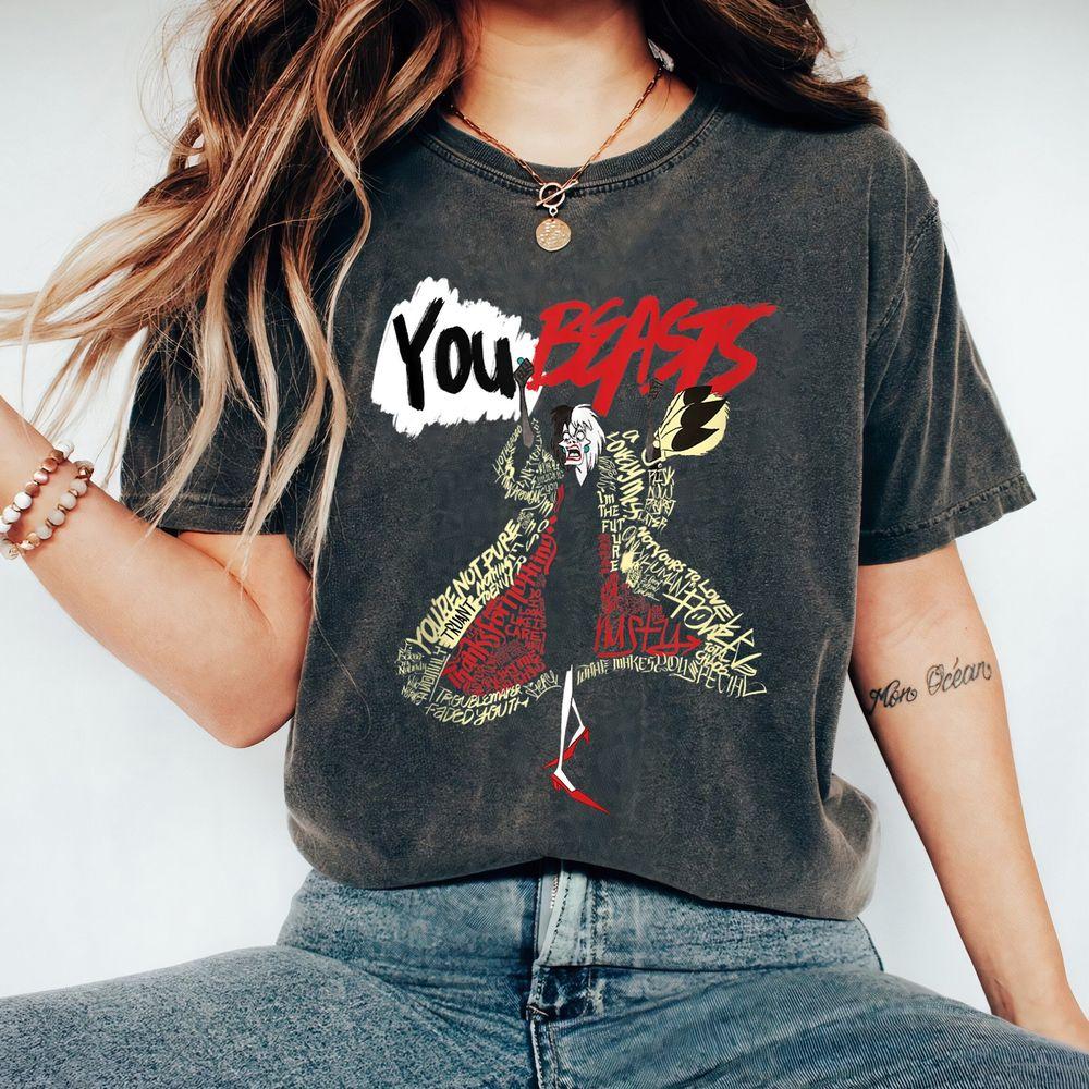 Disney Villains Cruella De Vil You Beast Word Fill Shirt