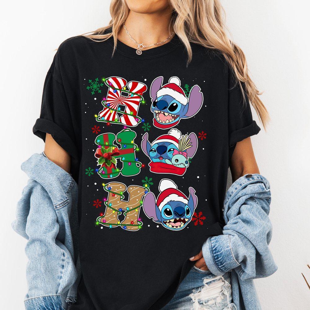 Christmas Lilo And Stitch Ho Ho Ho Christmas Lights Shirt