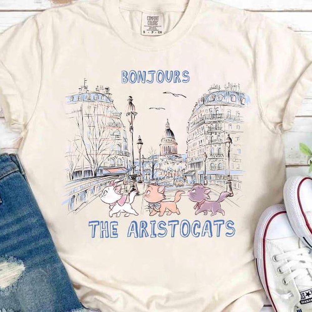 Disney The Aristocats Marie Toulouse Berlioz Bonjour Paris Shirt