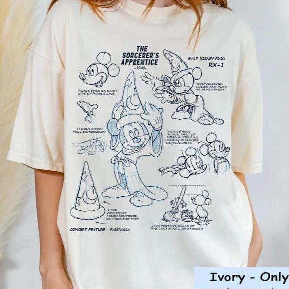Disney The Sorcerers Apprentice Fantasia Mickey Sketch Shirt
