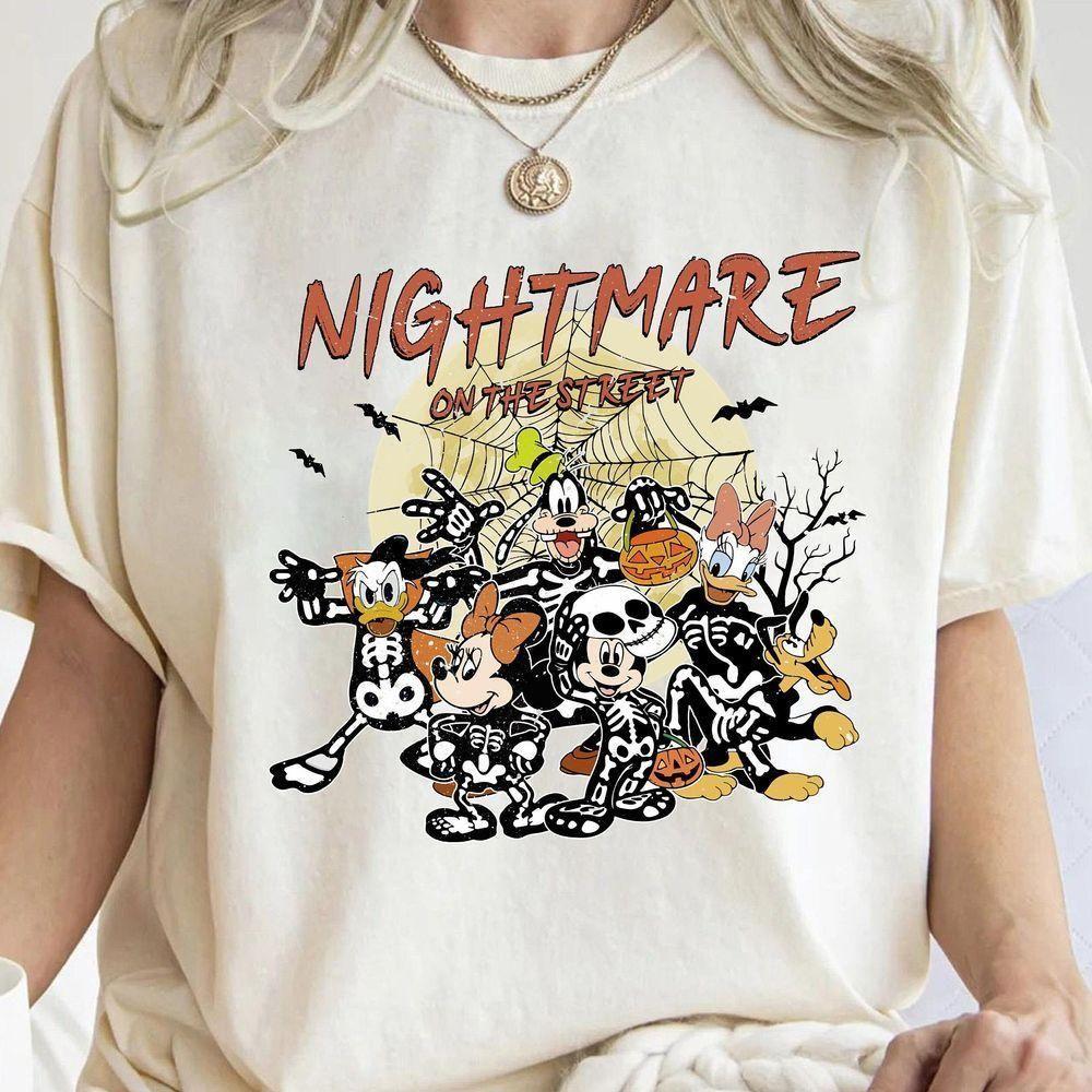 Mickey And Friends Halloween Skeleton Nightmare On Street Disney Vuitino Shirt Mickey And Friends Halloween Skeleton Nightmare On Street Disney Vuitino Shirt