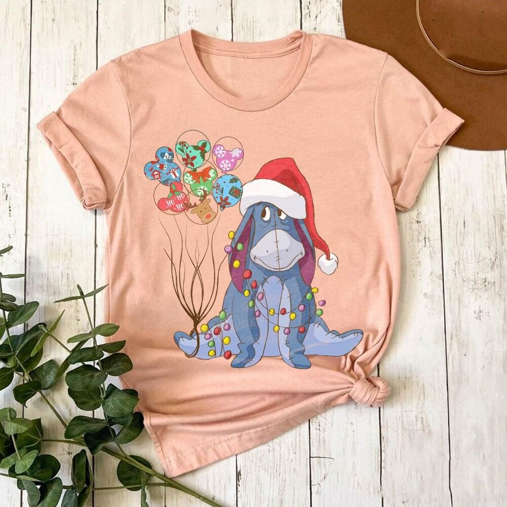 Winnie The Pooh Eeyore Santa Hat Balloon Vuitino Shirt