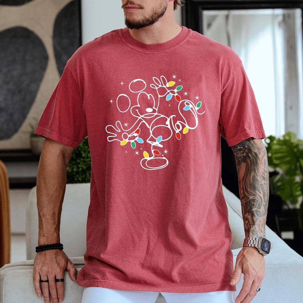 Christmas Light Mickey Sketch Shirt