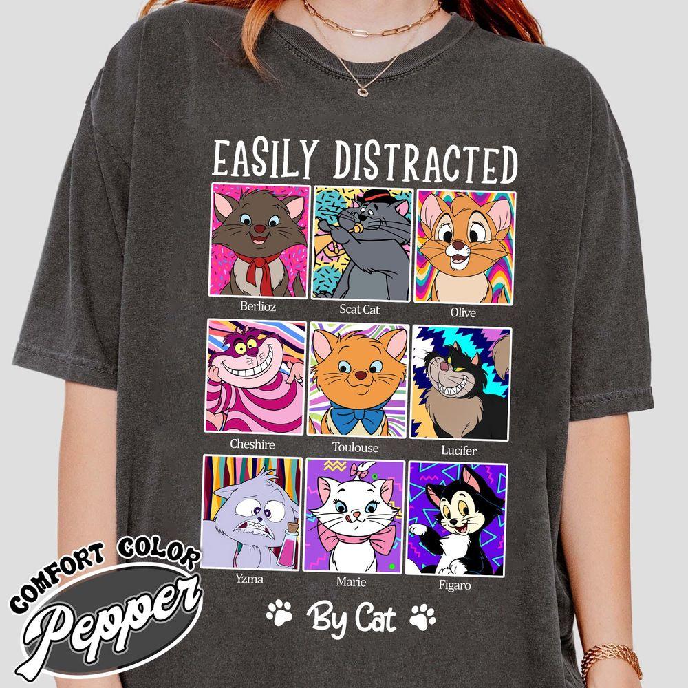 Disney Cat Characters Easily Distracted By Cats Shirt