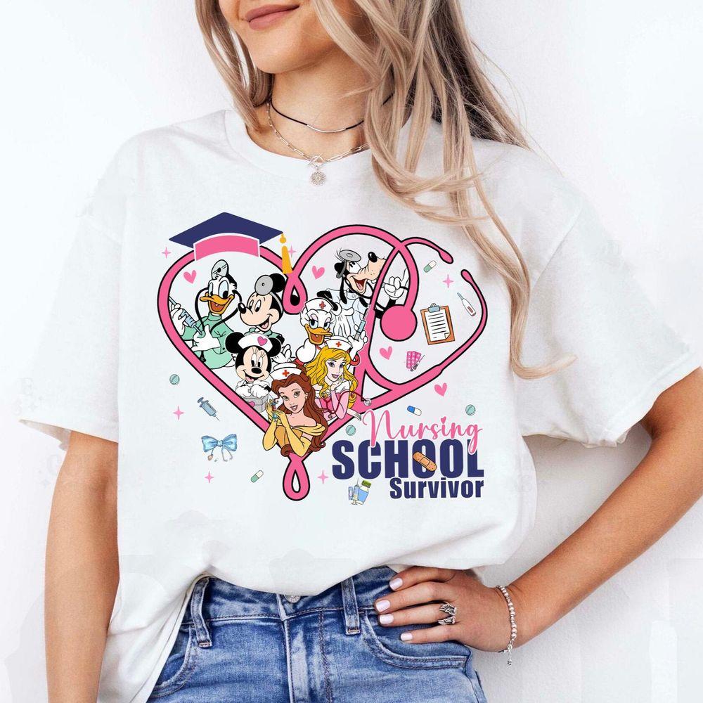 Disney Graduation Nursing School Survivor Mickey And Friends Nurse Shirt