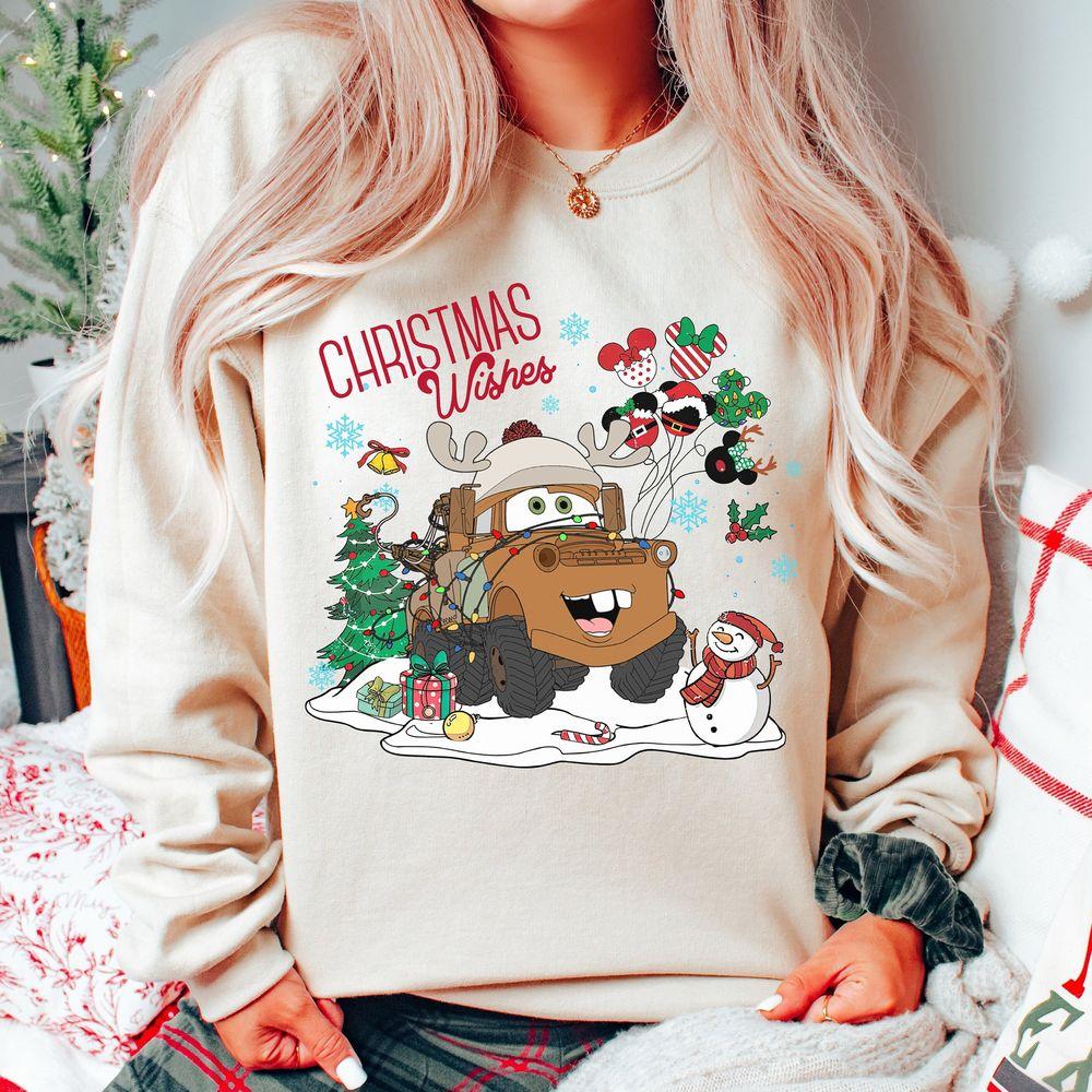 Disney Pixar Cars Tow Mater Vintage Christmas Wishes Portrait Shirt