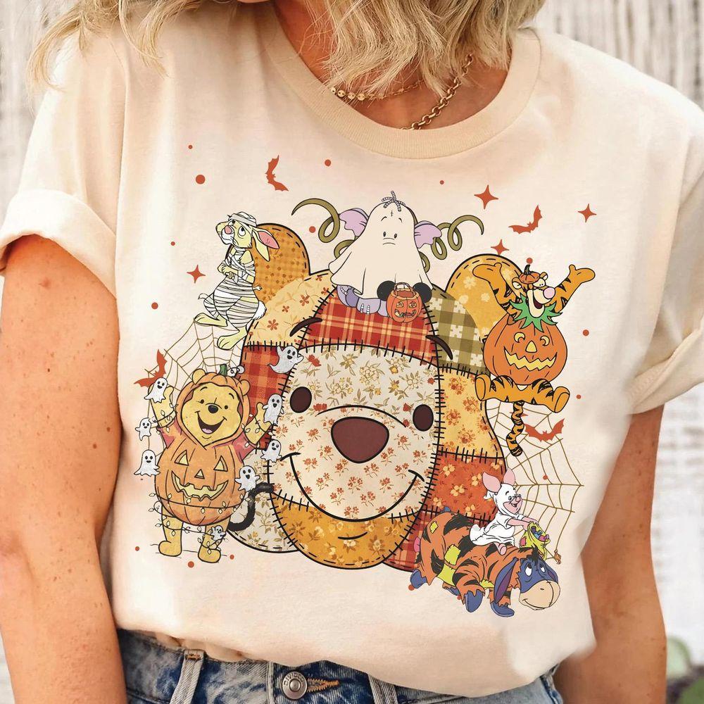 Disney Preppy Floral Pooh Head Pumpkin Autumn Halloween Apparel