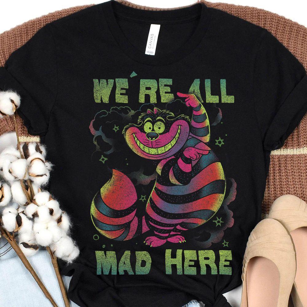 Alice In Wonderland Cheshire Cat Neon All Mad Here Retro Apparel