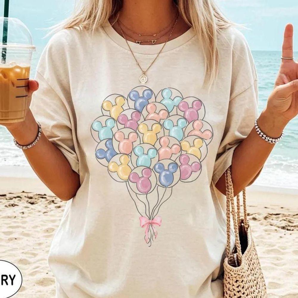 Disney Coquette Bow Balloons Mickey Head Watercolor Apparel