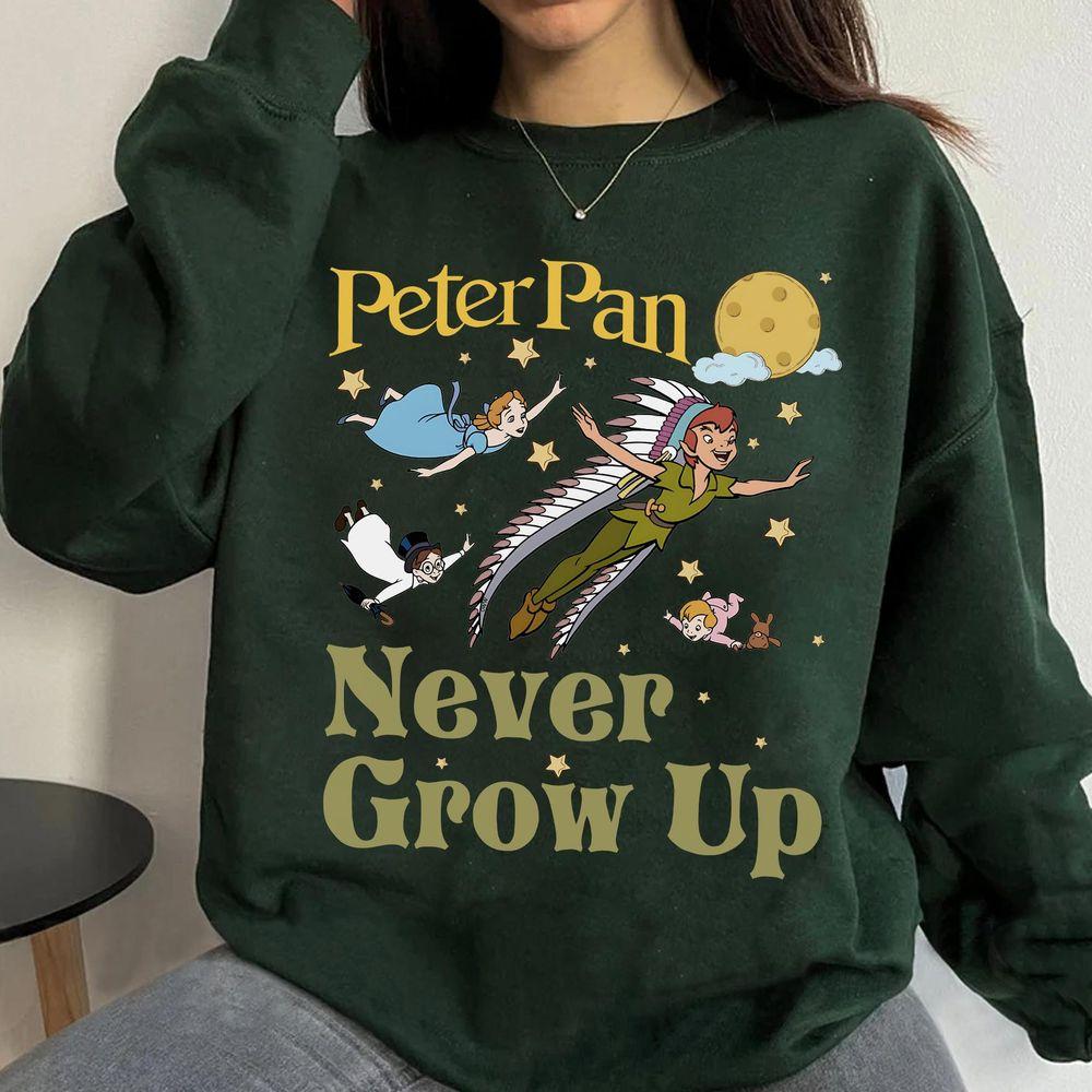 Disney Peter Pan Movie Never Grow Up Flying Vintage Shirt