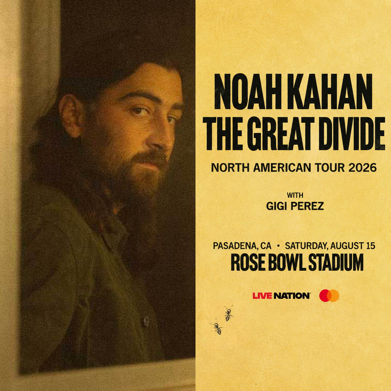 Noah Kahan The Great Divide Tour Rose Bowl 3 Square Poster No Frame Noah Kahan The Great Divide Tour Rose Bowl 3 Square Poster No Frame